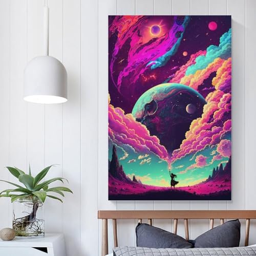 Impression murale galaxie cosmique colorée grand format 60 x 90 cm motif spatial POLIUAWS