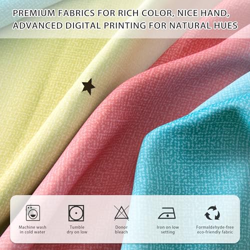 Image of XiDi Rainbow Blackout Curtains 96 Inches Long for Girls Bedroom 2 Panels Set, Kids Pink Curtains for Room Decor Unicorn Wall Decals Drapes for Little Girl Nursery Pink Blue Yellow 34 Inches Wide
