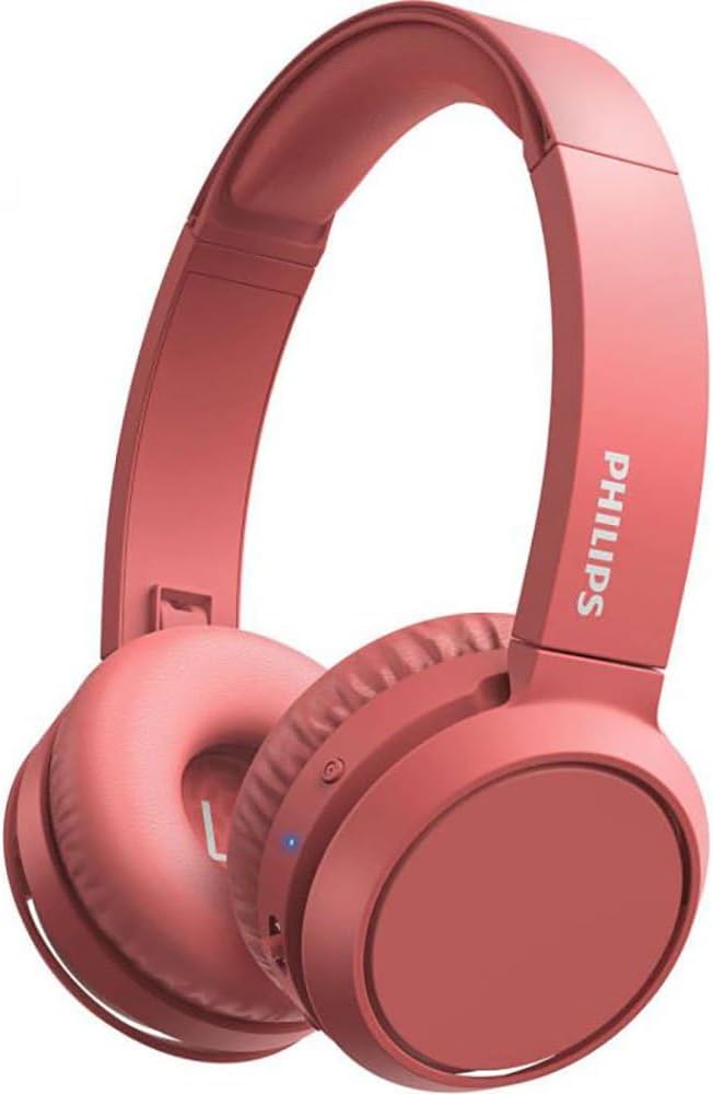 Philips On-Ear Headphones H4205RD/00 with Bass Boost Button (Bluetooth, 29 Hours' Playback Time, Quick Charging Feature, Noise Isolating, Flat Folding), Matte Red – 2020/2021 Model