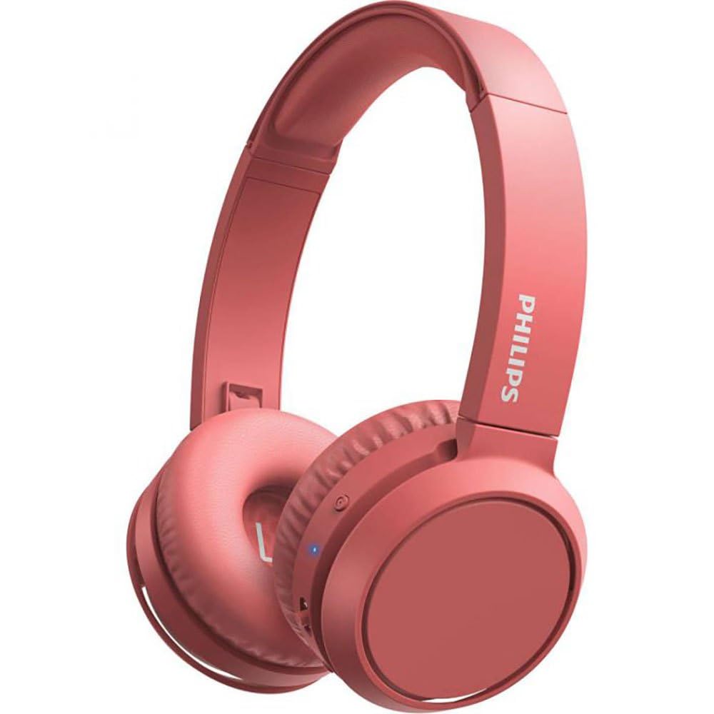 Philips On-Ear Headphones H4205RD/00 with Bass Boost Button (Bluetooth, 29 Hours' Playback Time, Quick Charging Feature, Noise Isolating, Flat Folding), Matte Red – 2020/2021 Model