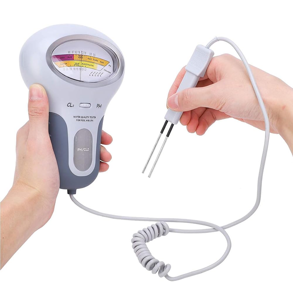 Analizador De Calidad Del Agua De Piscina, Kit Probador De Cloro Y PH 2 En 1, Rango 0-3.0ppm CL2, Monitor De Agua Para Piscinas, Monitor De Análisis De Agua Para Spas, Para Hidroponía, Piscina, Spas