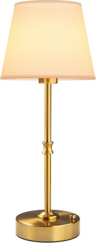 EppieBasic Lámpara de mesa inalámbrica recargable carga rápida y larga duración, luz cálida de 2700 K, lámparas doradas vintage para mujeres ama de