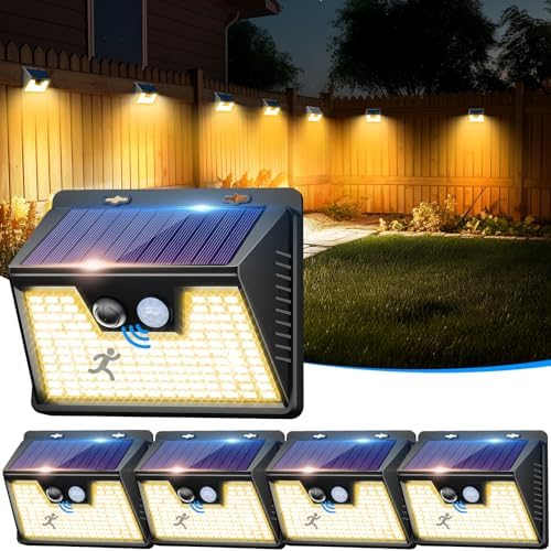 nipify 【5 Stück Solarlampen für Außen mit Bewegungsmelder Warmweiß, 140