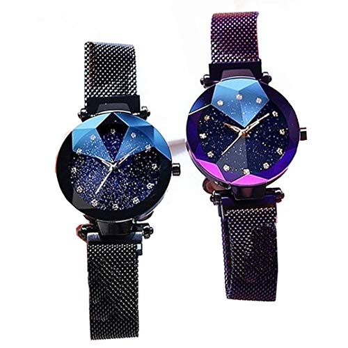 Acnos® Premium Black Round Diamond Dial with Latest Generation Black & Purple Magnet Belt Analogue Watch for Women Pack of - 2 (DM-BLACK-PURPLE03) (B0842WG9PH) Amazon Price History, Amazon Price Tracker
