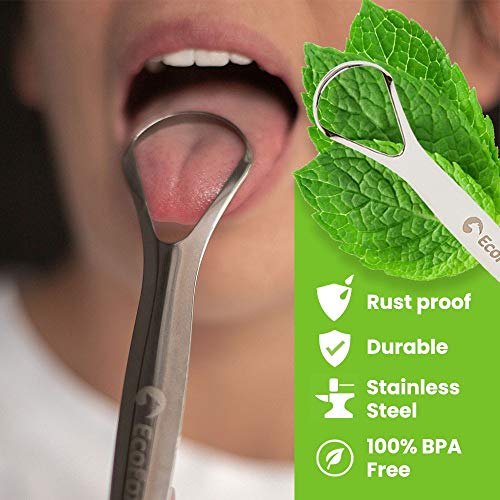 image for EcoFox Tongue Scraper (2 Pack with Case) | Reduce Bad Breath (Medical 