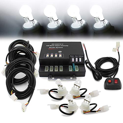 Foxcid Hide A Way 80 Watt Hid Emergency Hazard Warning Headlight Strobe Light Kit System For Vehicle Truck (4 Hid Bulbs) #TOP1
