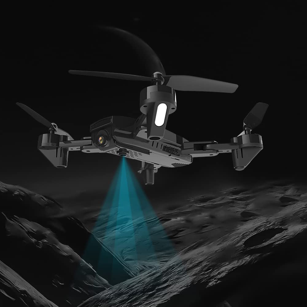 Drone con fotocamera 1080P HD, mini drone RC pieghevole per regalo per bambini Quadcopter tascabile portatile, regolazione della velocità di avvio con una chiave, capovolgimenti 3D, luce a LE