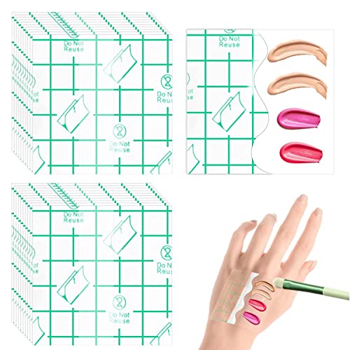 MAYCREATE® 100Pcs Hand Palette for Makeup PU Film Makeup Palette Artist Must Haves Waterproof Transparent Adhesive Makeup Mixing Tape for Foundataion Blending (2.4”x2.4″, Single Use)