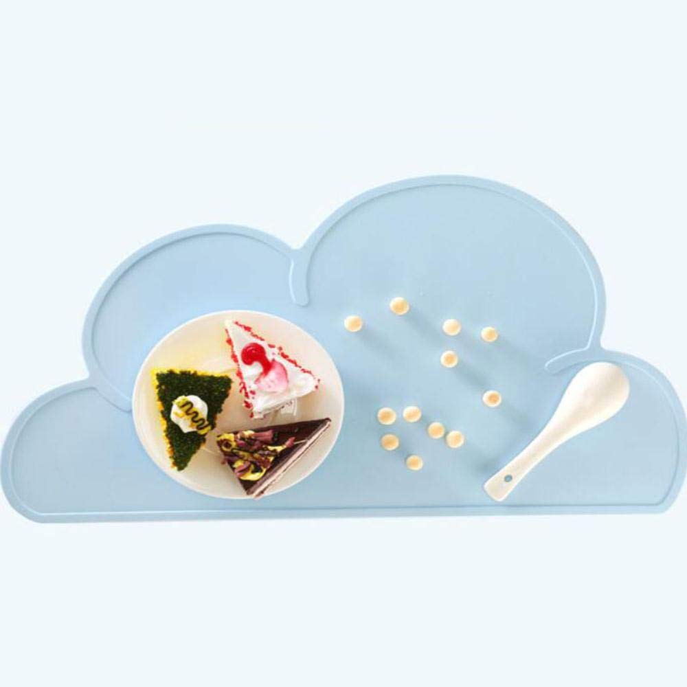 Tovaglietta In Silicone Per Bambini – Forma Nuvola Verde – Antiscivolo E Impermeabile – 47x27 Cm