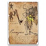 Krampus christmas urban legend art print, myths monsters and folklore, cryptid bestiary art