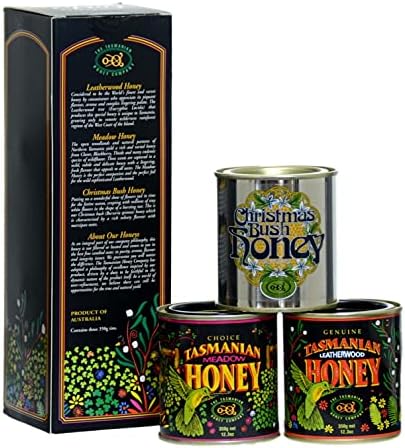 Tasmanian Honey Company Gift Pack Leatherwood, Meadow and Christmas Bush (3 - 12.3 Ounce tins)