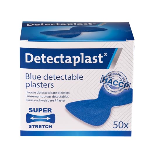 Detectaplast Waterproof Elastic Wound bandaids, 2.68 x 1.49 inches, Fingertip, 50 Pieces