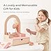 OOOK Wooden Vanity Makeup Table for Kids, Toddler Pretend Play Dressing Table with Mirror & Drawer, Vanity Toy with 10 Pcs Accessories, Gift for Little Girls Age 3+