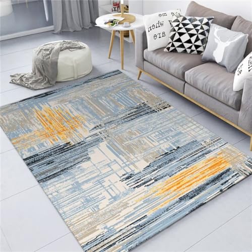 Tapis couloir antidérapant bleu facile à nettoyer pour salon