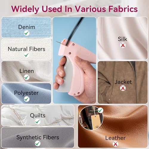 Image of AISOSO Handheld Tagging Gun for Clothes, with 3000 Fasteners, Pink | Includes 0.5mm Needle Quick Clothing Fixer, 1500pcs Each in Black & White, for Securing Cuffs, Collars, Tags