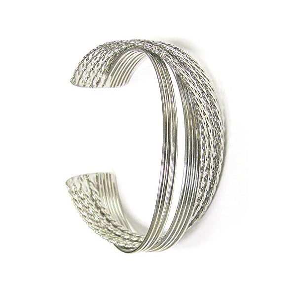 Linpeng-Twisted-Style-Metal-Open-Cuff-Women-Bangle-Bracelet-Silver Linpeng Twisted Style Metal Open Cuff Women Bangle Bracelet, Silver
