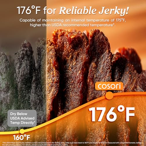 COSORI Food Dehydrator for Jerky, 176ยฐF Temperature Control, 5 Stainless Steel Trays Dryer Machine, 4 Presets, 48H Timer, for Dog Treats, Meat, Fruit, Veggies, Snacks, Recipe Book Included