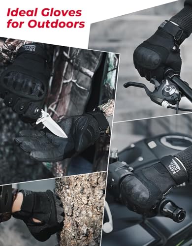 KEMIMOTO Taktische Handschuhe, Arbeitshandschuhe, Militär Einsatzhandschuhe mit Kohlefaser Knöchelprotektor, Atmungsaktiv, Vollfinger, für Arbeit, Wandern, Jagd und Security