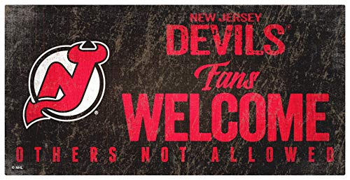 NHL New Jersey Devils Unisex New Jersey Devils Fans Welcome Sign, Team Color, 6 x 12