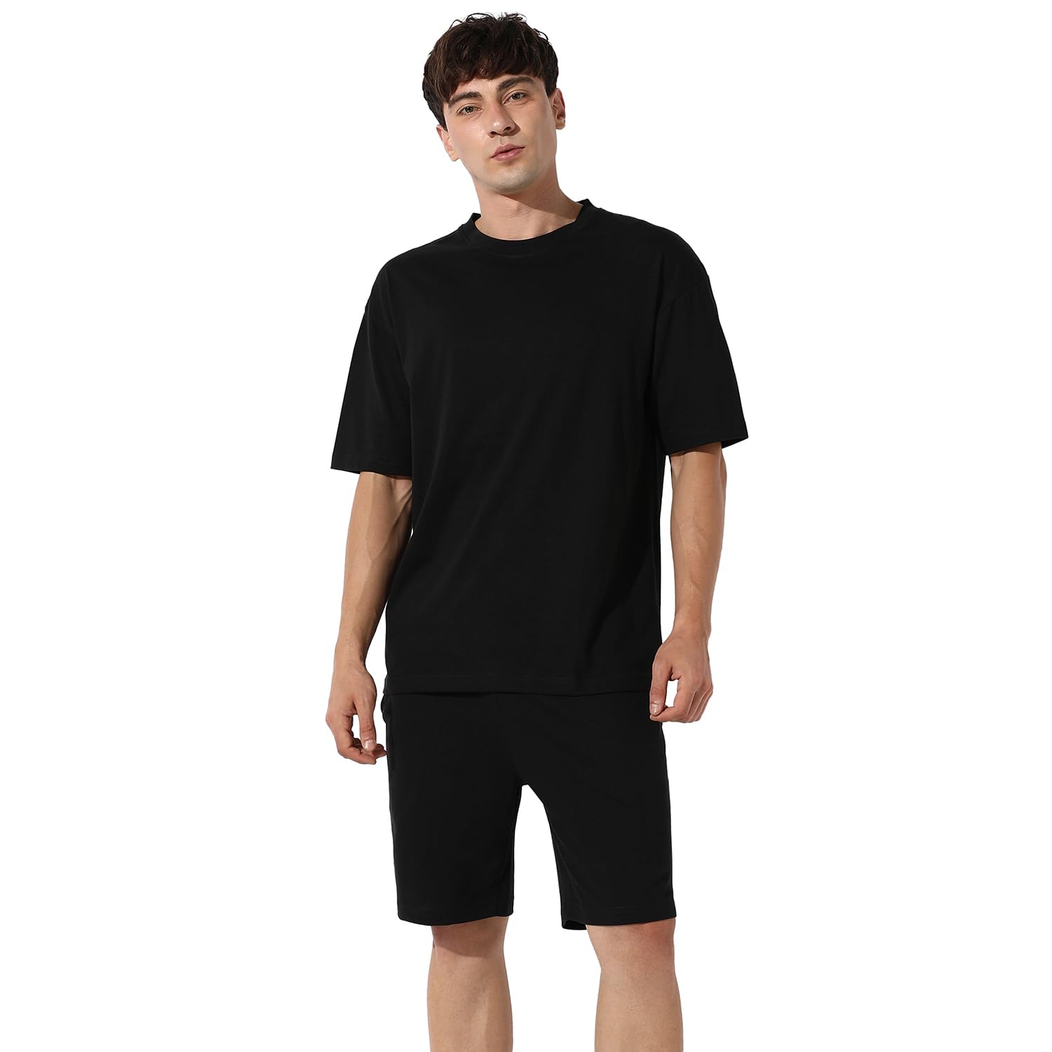 cahoot Men's Cotton Blend Solid Overd Co-Ord Set for Casual Wear | | Pull On T-Shirt & Shorts | Clothing Set Crafted with Comfort Fit & for Everyday Wear-picture-12