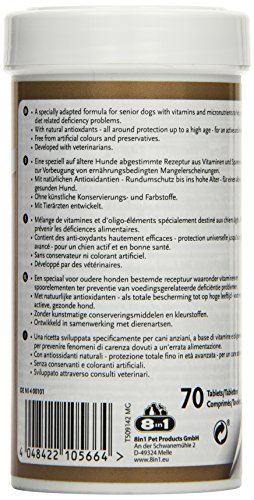 8in1 Multivitamin Tabletten Senior - zur Nahrungsergänzung bei älteren Hunden, 1 Dose (70 Tabletten)
