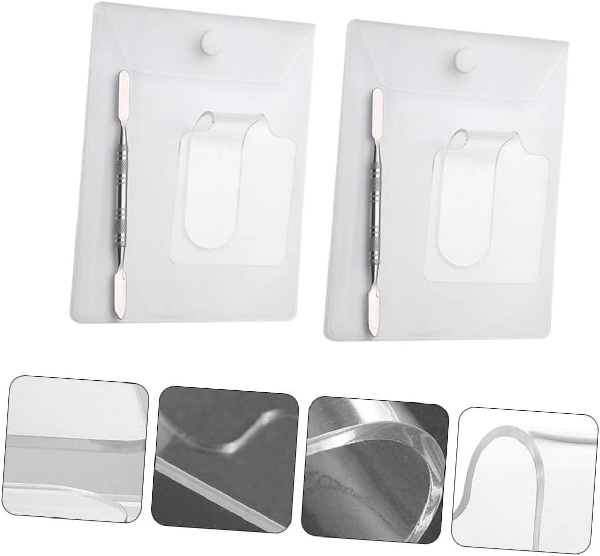 minkissy 2pcs Makeup Mixing Palette with Curved Handle Transparent Cosmetic Tray for Custom Color Blending Foundation and Eyeliner Mixing for and DIY Makeup