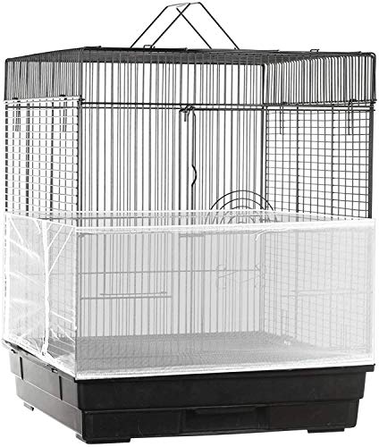 ISMARTEN Bird Cage Seed Catcher Mesh Skirt Cover, White, Foldable,