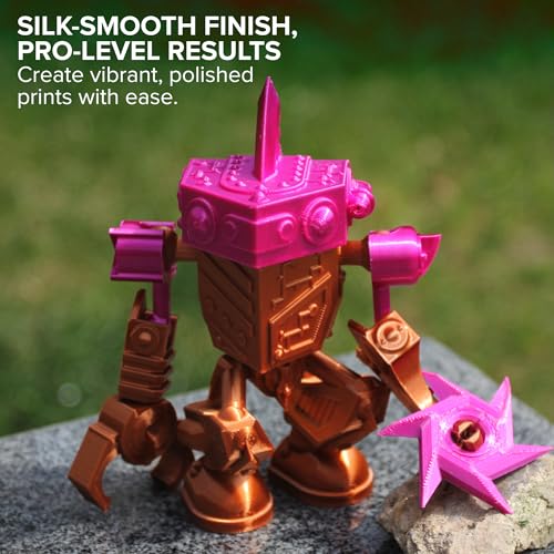 Image of Polymaker Panchroma Silk PLA Filament 1.75mm 1kg, Shiny Magenta, New and Improved Formula, Better Strength, Printing Speed and Clog-Free. Works in Most FDM and Multicolor 3D Printers.