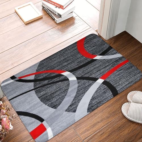 Gray Black Red White Swirl Geometric Pattern Indoor Outdoor Door