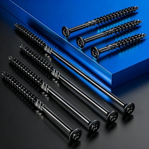 Image of Wensilon 5 /16 * 3 inch Black Deck Screws, (48pcs) 2 lbs.Exterior Wood Screws, Rust Resistant Epoxy Coated, Bronze, Star Bit