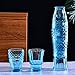MDLUU Fish Design Tumbler Glasses, Stackable Drinking Glasses, Colored Glass Beverage Cups, Nautical Glassware for Gift, Set of 4 (Blue)