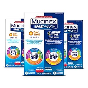 Mucinex Fast-Max Day & Night, Cold & Flu 20 Caplets (Pack of 3)