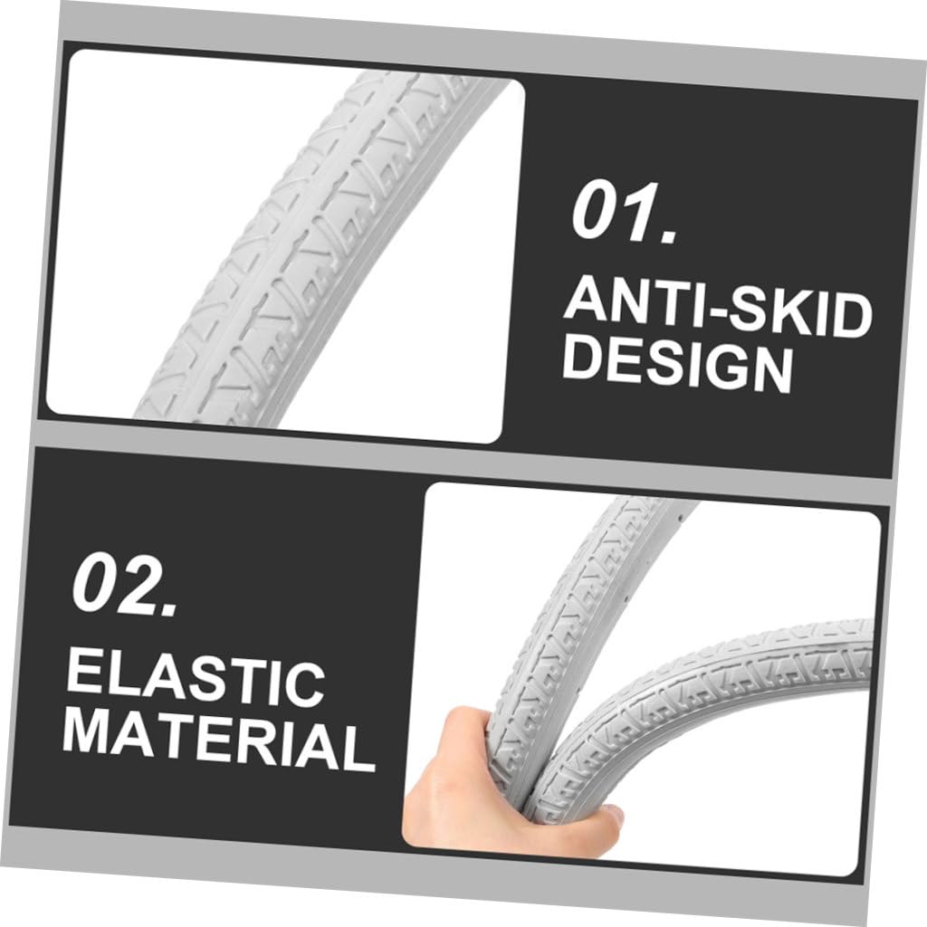HOMSFOU 2 Stück Rollstuhl Ersatzreifen 24 Zoll Pu Schaum Solidreifen Pannensicher Elastisch Grau Vorne und Hinten Mobilitätszubehör für Manuelle Rollstühle