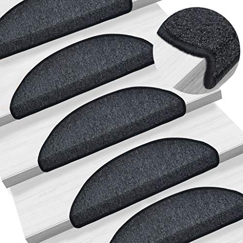 Festnight 15 STK. Stufenmatten Anthrazit 56 x 17 x 3 cm | Geraeuschdaempfend, rutschfest und Warm...