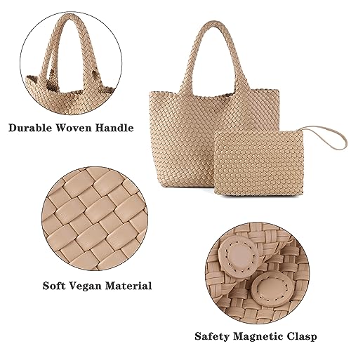 Bolso tote tejido vegano para mujer con monedero miniatura 5