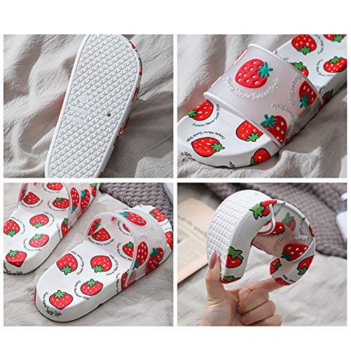 Women PVC Fruit Sandals, Water Shoes Cute Fruit Slippers, Cute Strawberry Fruit Summer Women Flat Sandals Anti-Slip Indoor Casual Slippers Watermelon 36-374