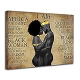 Afro King and Queen Wall Art Africa America Wall Art Black Love Canvas Painting Black Couple Poster