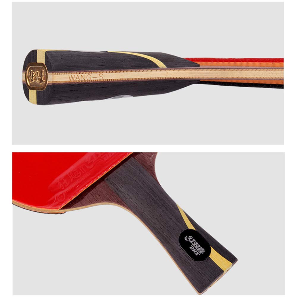 Mazza da ping pong professionale, racchetta competizione con custodia/marrone/manico lungo(Grey,Short Handle)