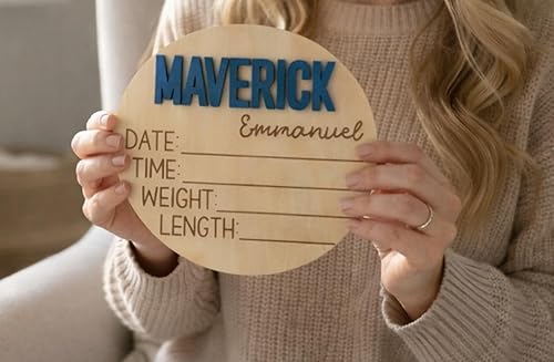 Miniatura 5 de Anuncio de nombre de bebé recién nacido 3D personalizado con estadísticas, nombre de bebé personalizado para hospital, muchos tamaños, 25 opciones