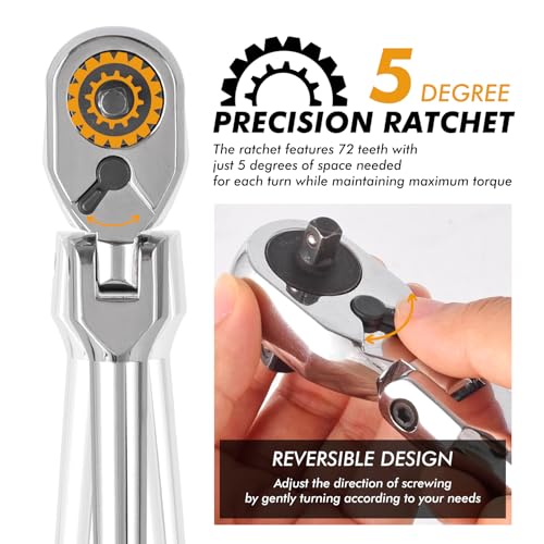 Wanlvkang Dual 3/8 And 1/4 Drive Flex Head Ratchet thumb #4