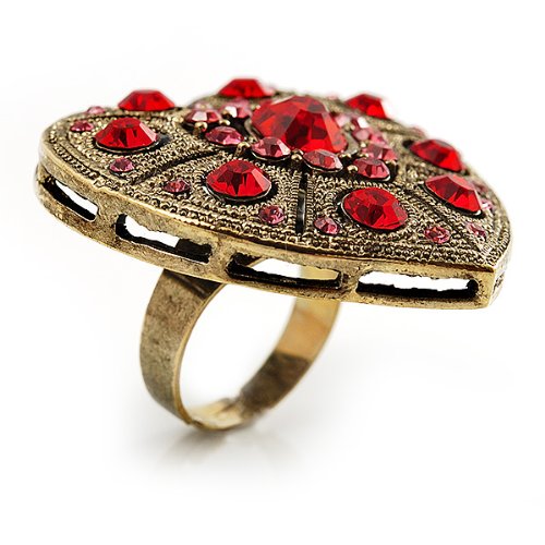 Bague coeur cristal rouge réglable, le cadeau romantique idéal