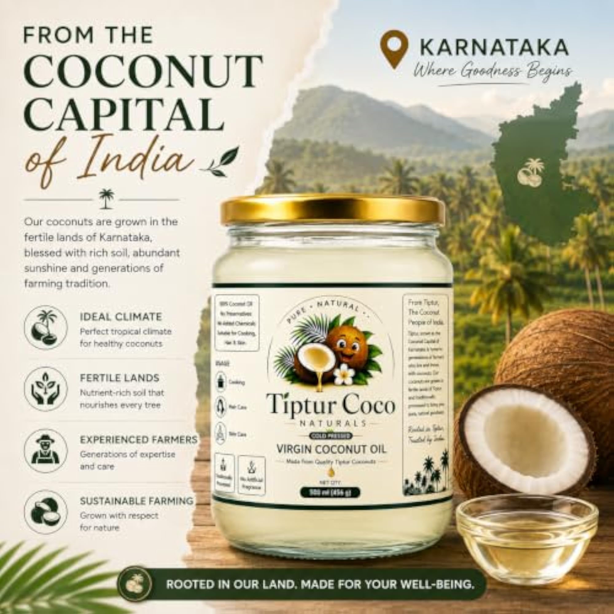 Virgin Coconut Oil, Cold Pressed for Hair & Skin
