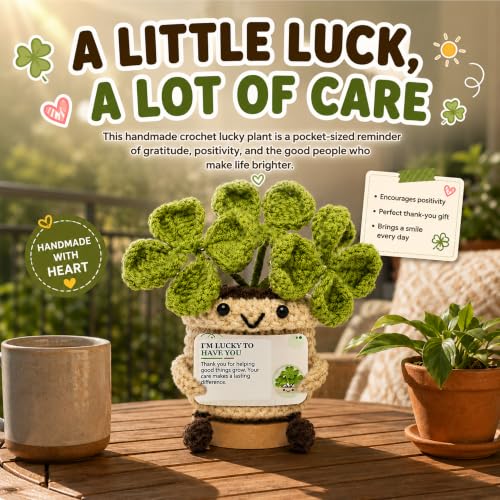 COZEKAVUM Crochet Plant in Pot, Positive Emotional Support with Base Gifts for Mom Grandma Wife Best Friend, Teacher Nurse Coworker Appreciation, Birthday Mothers Day with Good Lucky for Her - image 6
