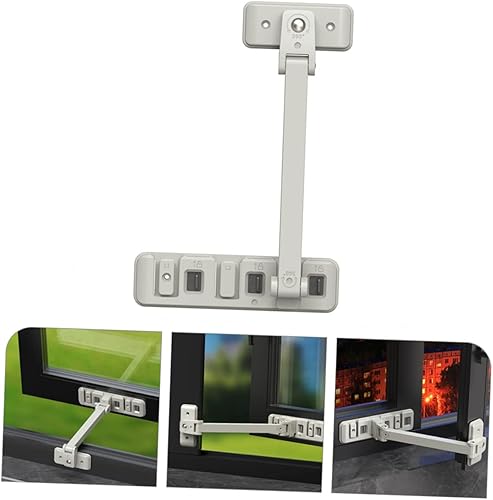 Miniatura 2 de Beatifufu Cerradura de seguridad para ventana, cerraduras de ventana, tope de ventana, bloqueo de puerta corrediza, barras de ventana, guardias de