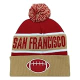 Miodoem City Beanie Knit Hat with Pom Winter Cuffed Cap Sport Fans Gift for Men Women