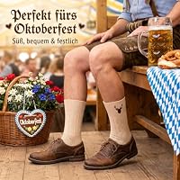 Trachtensocken Herren, Socken Oktoberfest Herren mit Hirsch Stickerei – Ansicht 5