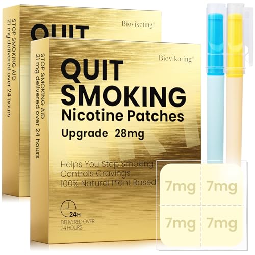 Nicotine Patch, 28 mg Stop Smoking Patches, Parches de Nicotina, Smoking or Vaping Quitting Aid, 24-Hour Craving Relief, 28 Patches