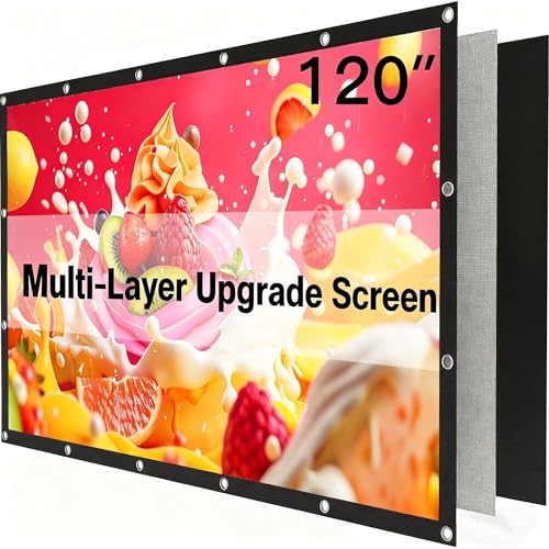 Pipishell 120 Inch 3-Layer Upgraded Projector Screen,16:9 4K UHD Outdoor