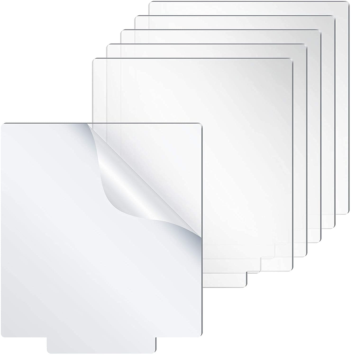 Chulovs6 Pieces Acrylic Sheet Clear Cast for LED Light Base, 0.08 Inch/ 2 mm Thick Transparent Panel Board with Protective Film Table Signs DIY Display Projects Craft (Rectangle)