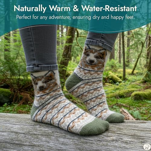 Image of Angora Wool Socks - Machine Washable Dry-Foot Fuzzy Warm Breathable Soft Unisex Indoor /Outdoor Socks for Women and Men